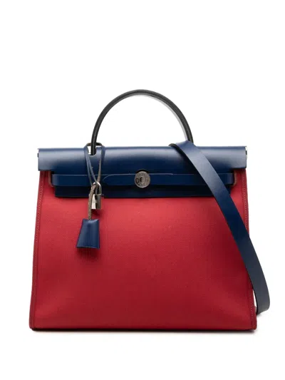 Pre-owned Hermes 2019 Toile Herbag Zip 31 Satchel In Blue