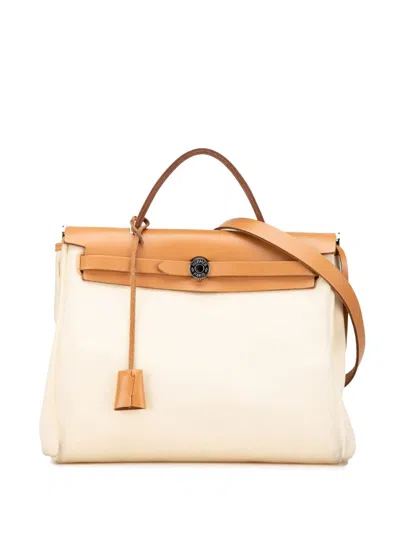 Pre-owned Hermes 2019 Toile Herbag Zip 31 Satchel In Brown