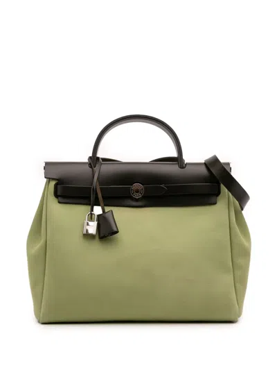 Pre-owned Hermes 2019 Toile Herbag Zip 31 Satchel In Brown