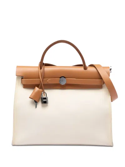 Pre-owned Hermes 2019 Toile Herbag Zip 31 Satchel In Neutral