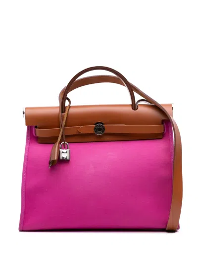 Pre-owned Hermes 2019 Toile Herbag Zip 31 Satchel In Pink