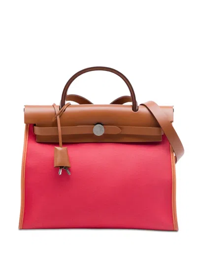 Pre-owned Hermes 2019 Toile Herbag Zip 31 Satchel In Pink