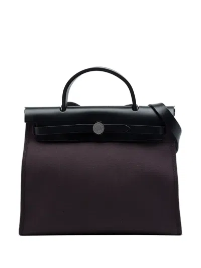 Pre-owned Hermes 2019 Toile Herbag Zip 31 Satchel In Purple