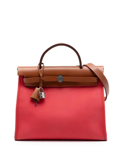 Pre-owned Hermes 2019 Toile Herbag Zip 31 Satchel In Red