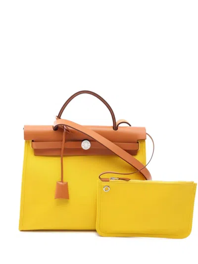 Pre-owned Hermes 2019 Toile Herbag Zip 31 Satchel In Yellow