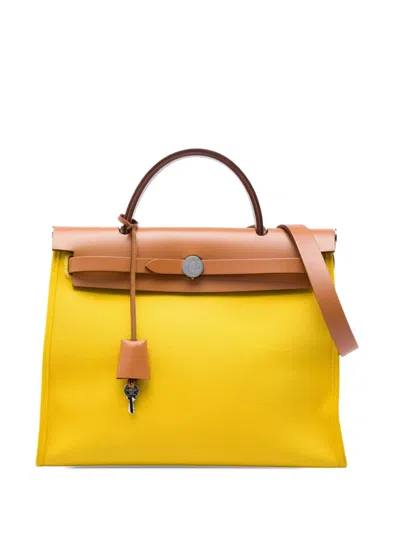 Pre-owned Hermes 2019 Toile Herbag Zip 31 Satchel In Yellow