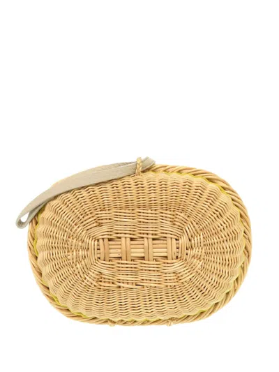 Pre-owned Hermes 2019 Wicker Osier And Clemence Picnic Clutch Bag In Neutral