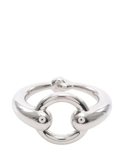Pre-owned Hermes 201s Mo Scarf Ring In Silver