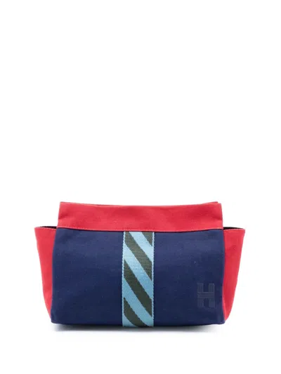 Pre-owned Hermes 2020-2020 Canvas Jimetou Jumping Case Clutch Bag In Blue