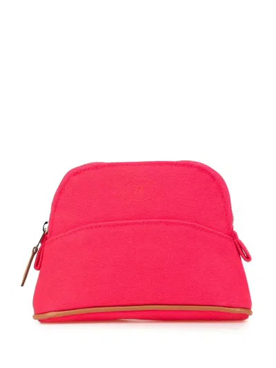 Pre-owned Hermes 2020-2024 Mini Toile Bolide Case Pouch In Pink