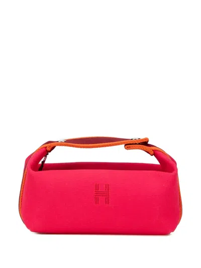 Pre-owned Hermes 2020-2024 Small Canvas Bride A Brac Vanity Bag In Pink