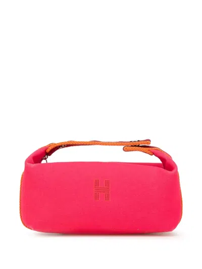Pre-owned Hermes 2020-2024 Small Toile Bride A Brac Vanity Bag In 粉色