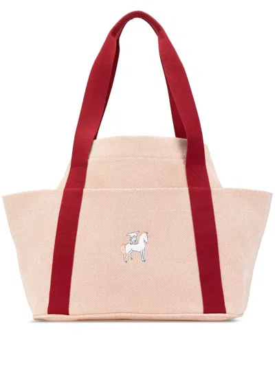 Pre-owned Hermes 2020-2024 Toile Cabriole Nappy Bag Tote Bag In Orange