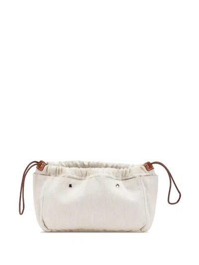 Pre-owned Hermes 2020-2025 Canvas And Barenia Fourbi 25 Pouch In Brown