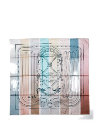 Pre-owned Hermes 2020-2025 Grand Tralala 90 Scarf In Neutral