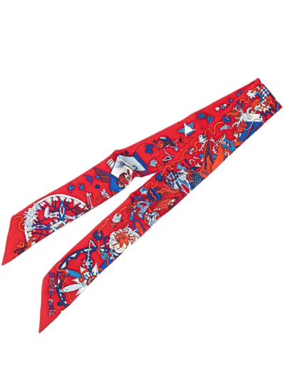 Pre-owned Hermes 2020-2025 La Folle Parade Silk Twilly Scarf Scarves In Multi