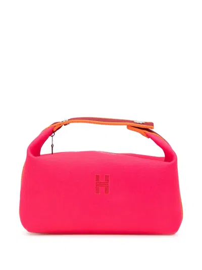 Pre-owned Hermes 2020-2025 Large Canvas Bride A Brac Vanity Bag In Pink