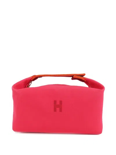 Pre-owned Hermes 2020-2025 Large Canvas Bride A Brac Vanity Bag In Pink
