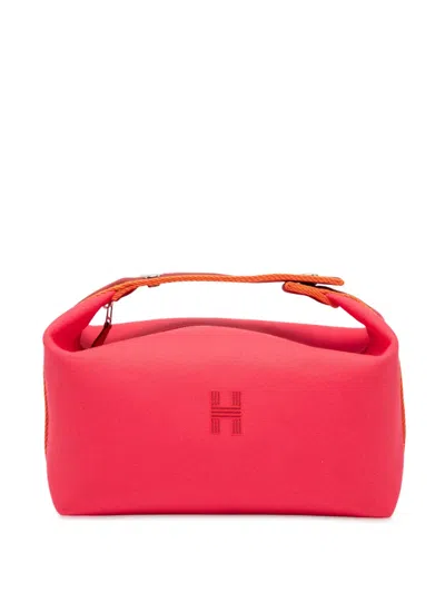 Pre-owned Hermes 2020-2025 Large Canvas Bride A Brac Vanity Bag In Pink