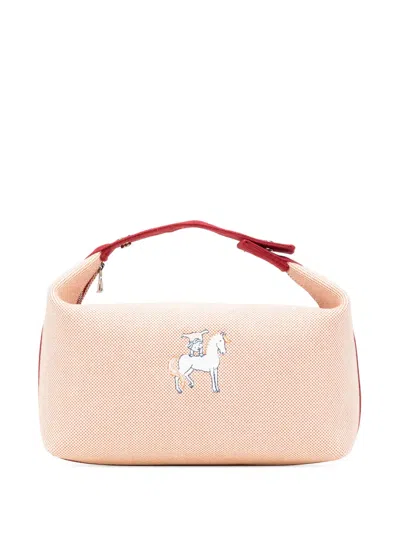 Pre-owned Hermes 2020-2025 Large Toile Bride A Brac Cabriole Case Vanity Bag