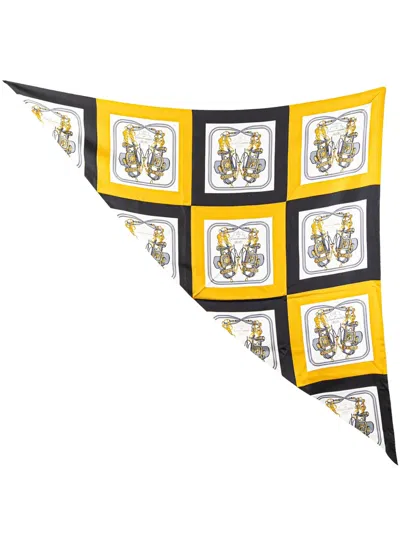 Pre-owned Hermes 2020-2025 Mini Brides De Gala Giant Triangle Silk Scarf Scarves