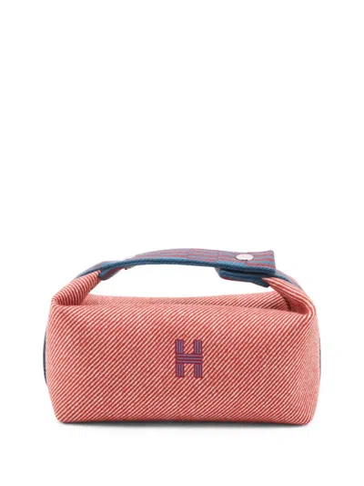 Pre-owned Hermes 2020-2025 Small Wool Bride A Brac H Natte Case Vanity Bag In Blue