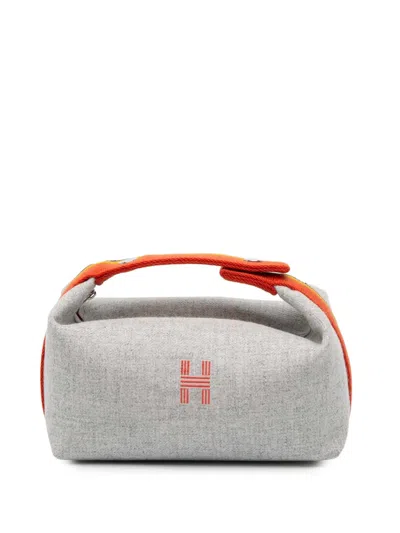 Pre-owned Hermes 2020-2025 Small Wool Bride A Brac Rocabar Case Vanity Bag In Gray