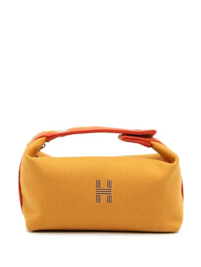 Pre-owned Hermes 2020-2025 Small Wool Bride A Brac Rocabar Case Vanity Bag In Yellow
