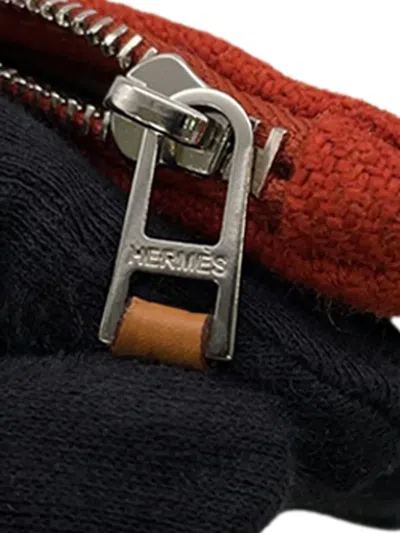 Pre-owned Hermes 2020-2025 Wool H Natte Flat Pouch Gm Clutch Bag In Orange
