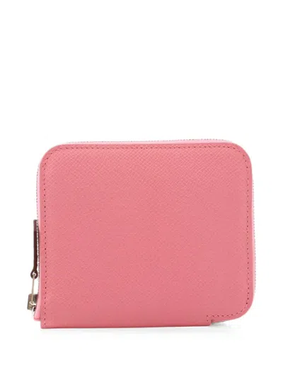 Pre-owned Hermes 2020 Azap Compact Wallet In Pink