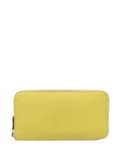 Pre-owned Hermes 2020 Azap Long Wallet In Yellow