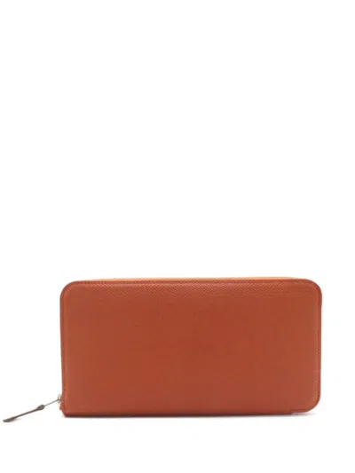 Pre-owned Hermes 2020 Azap Silk'in Wallet In Orange