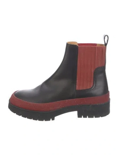 Pre-owned Hermes 2020 Barque Chelsea Boots In Black/red
