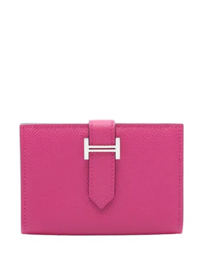 Pre-owned Hermes 2020 Bearn Card Case In Pink