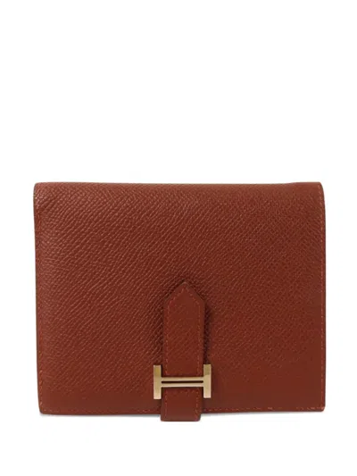Pre-owned Hermes 2020 Bearn Epsom Leather Wallet In Brown