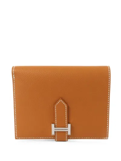 Pre-owned Hermes 2020 Bearn Leather Wallet In Brown