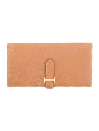 Pre-owned Hermes 2020 Bearn Soufflet Wallet In Brown