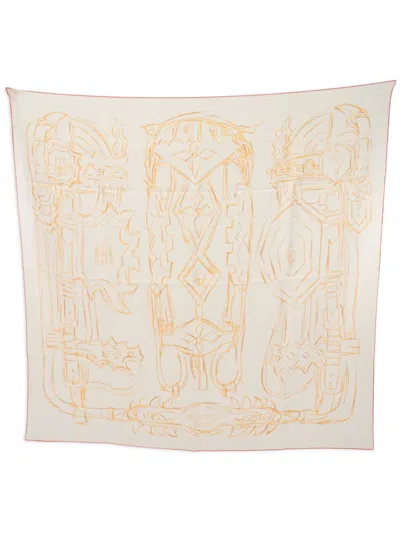 Pre-owned Hermes 2020 Brides Et Destin Esquisse Scarf In Neutrals