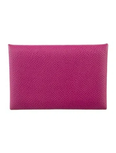 Pre-owned Hermes 2020 Calvi Cardholder In Purple
