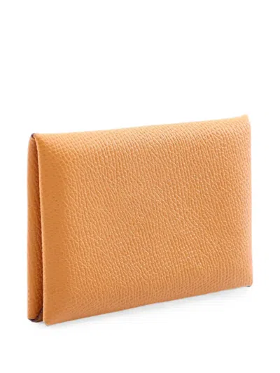 Pre-owned Hermes 2020 Calvi Epsom Coin Purse In Neutral