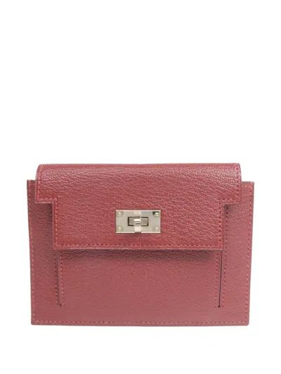 Pre-owned Hermes 2020 Chevre Kelly Pocket Wallet In Red