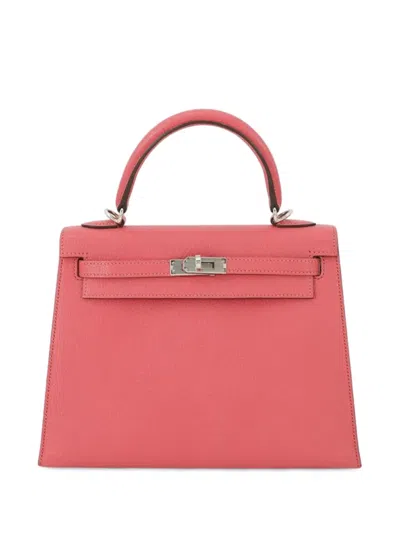 Pre-owned Hermes 2020 Chevre Mysore Kelly Ii Sellier 25 Satchel In Pink