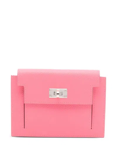 Pre-owned Hermes 2020 Chevre Mysore Kelly Pocket Compact Wallet Small Wallets In Pink
