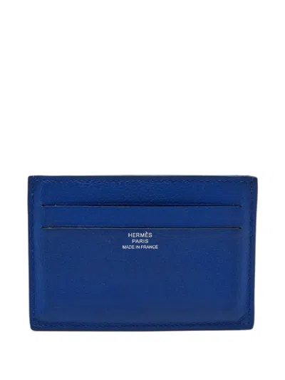 Pre-owned Hermes 2020 Citizen Twill Card Holder In Blue