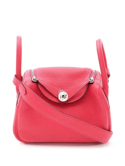 Pre-owned Hermes 2020 Clemence Mini Lindy Crossbody Bag In Pink