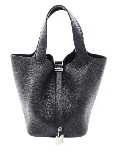 Pre-owned Hermes 2020 Clemence Picotin Lock 18 Handbag In Black
