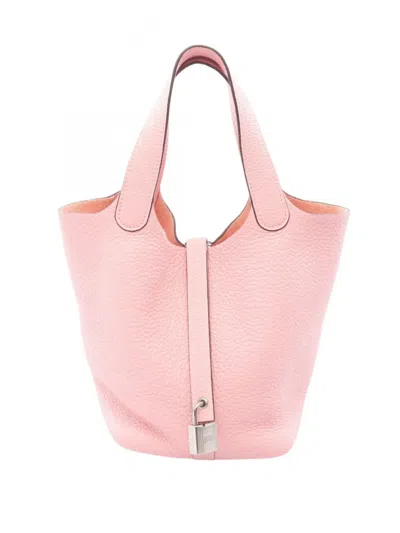 Pre-owned Hermes 2020 Clemence Picotin Lock 18 Handbag In Pink