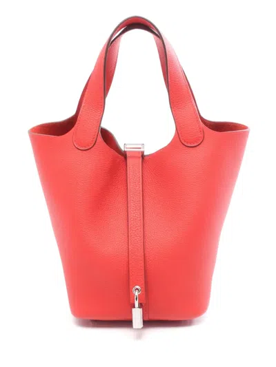 Pre-owned Hermes 2020 Clemence Picotin Lock 18 Handbag In Red