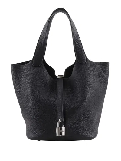 Pre-owned Hermes 2020 Clemence Picotin Lock 22 Handbag In Black