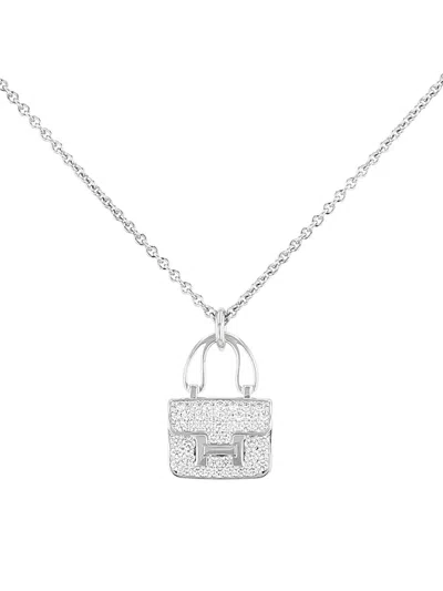 Pre-owned Hermes 2020's Constance Diamond White Gold Necklace In Silver